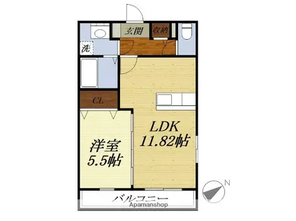 中泉石原マンション(1LDK/1階)の間取り写真