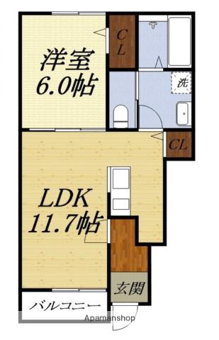 AFC RESIDENCE見付B(1LDK/1階)の間取り写真