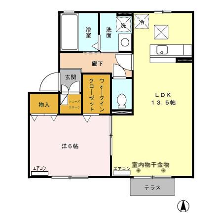 メイプルC(1LDK/1階)の間取り写真