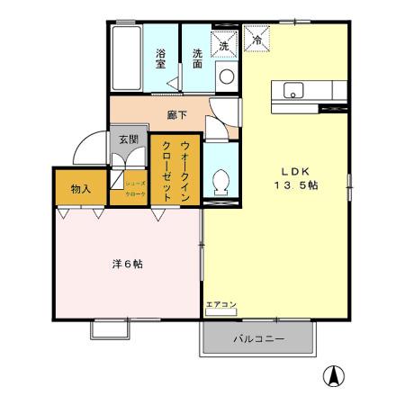 メイプルC(1LDK/2階)の間取り写真