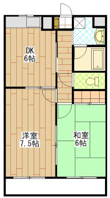 クラフトI(2DK/3階)の間取り写真