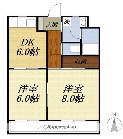 SUNNYMANSIONII(2DK/1階)の間取り写真