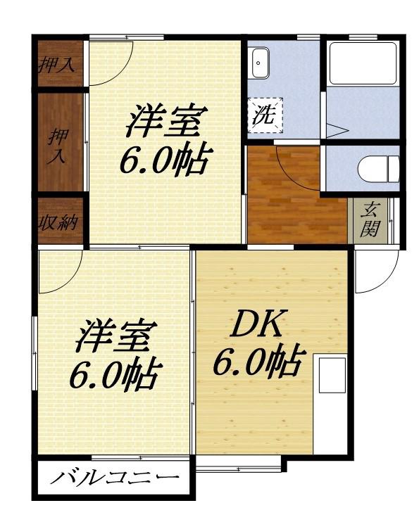 メイプル岩井(2DK/2階)の間取り写真