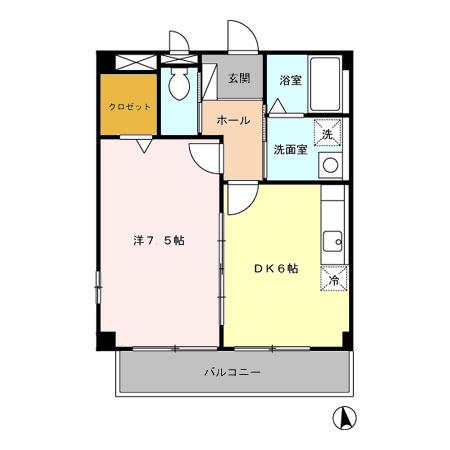 アルエット(1DK/2階)の間取り写真