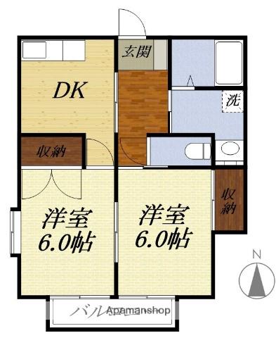 ハイツ小沢 III(2DK/2階)の間取り写真