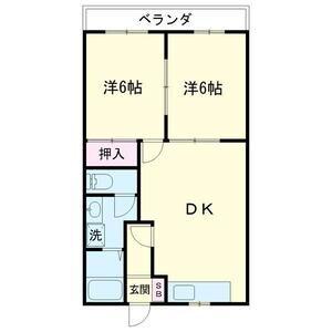 ハイツハカマタⅡ(2DK/2階)の間取り写真