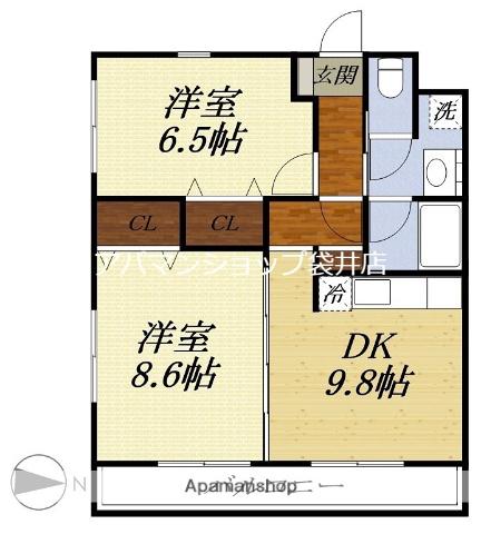 LARA今之浦(2DK/2階)の間取り写真