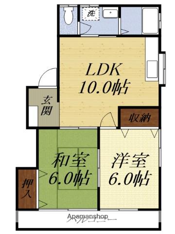 ROXY貴布祢(2LDK/2階)の間取り写真