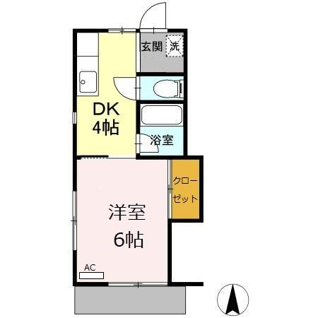 シュロス A(1K/1階)の間取り写真