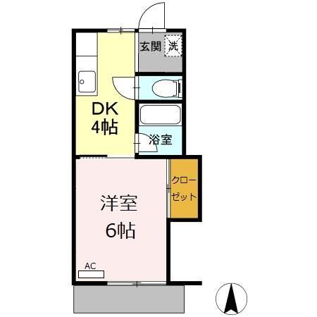 シュロス A(1K/1階)の間取り写真