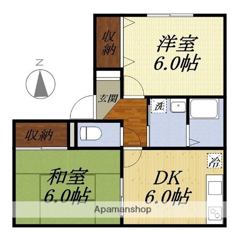 コーポサンライズE(2DK/1階)の間取り写真