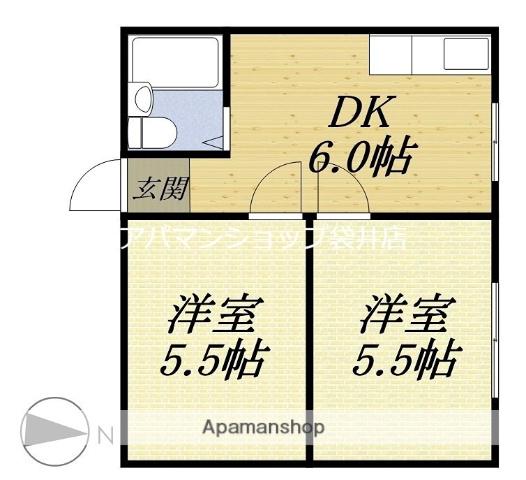 東海道本線 磐田駅 徒歩34分 2階建 築20年(2DK/2階)の間取り写真