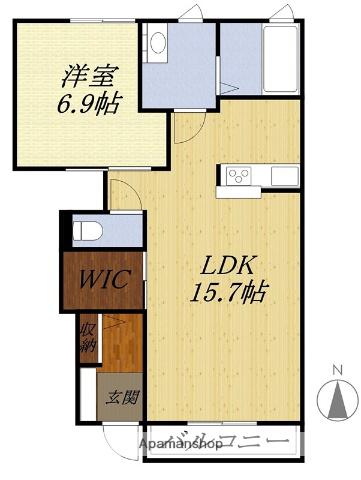 エルスールA(1LDK/1階)の間取り写真