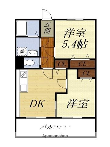 パルティールII(2DK/1階)の間取り写真