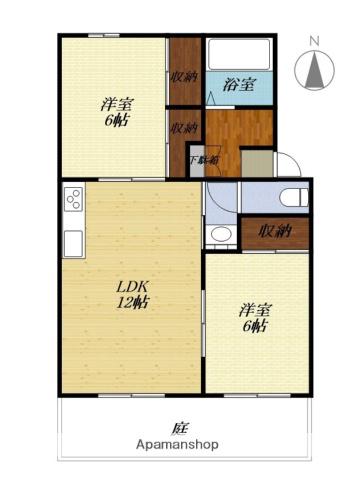 ラピスラズリ(2LDK/1階)の間取り写真