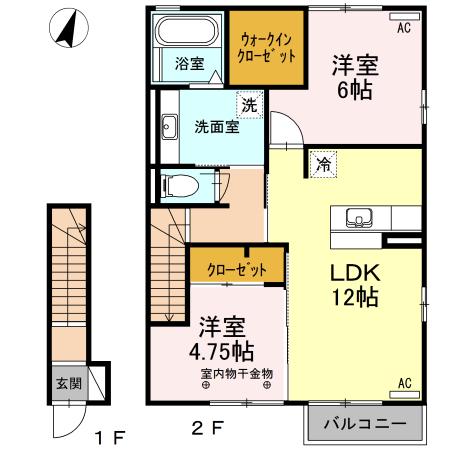 ドルチェヴィータI棟(2LDK/2階)の間取り写真