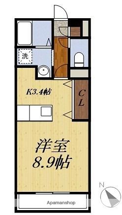 バロンウィズII(1K/2階)の間取り写真