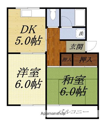 コーポ秋桜I(2DK/1階)の間取り写真