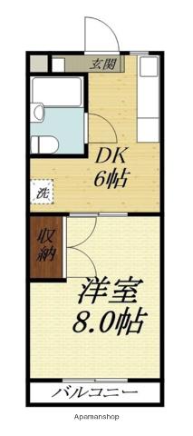 サームス(1DK/4階)の間取り写真