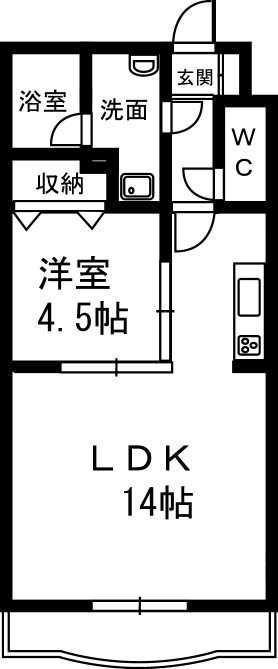 MISTRAL(1LDK/4階)の間取り写真