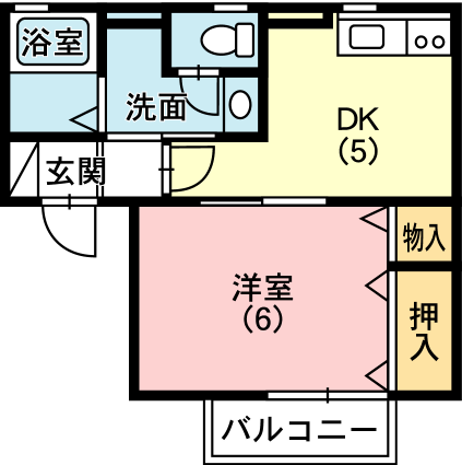 ファンテールC(1DK/1階)の間取り写真