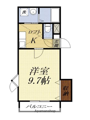 ホワイトステージ(1K/1階)の間取り写真