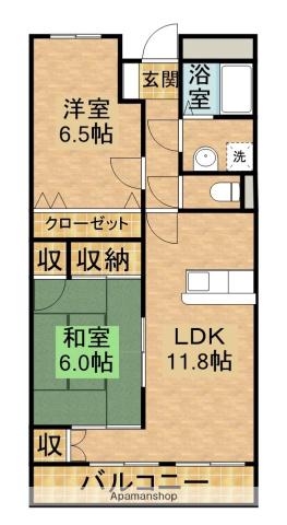 スカイコート菊川(2LDK/3階)の間取り写真