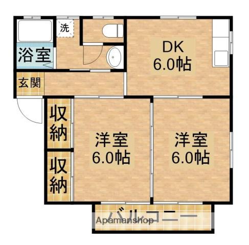 アメニティーコーポ池上(2DK/2階)の間取り写真