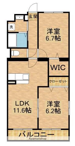 グレース高千穂(2LDK/2階)の間取り写真