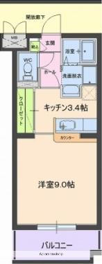 ジュリアーノⅠ(ワンルーム/3階)の間取り写真