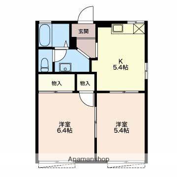 ドミールA(2K/1階)の間取り写真