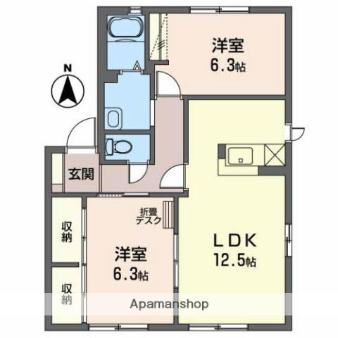 インターコスモ(2LDK/1階)の間取り写真