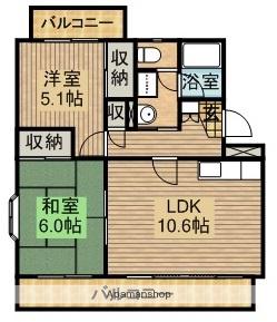 ソレアードⅡ(2LDK/3階)の間取り写真