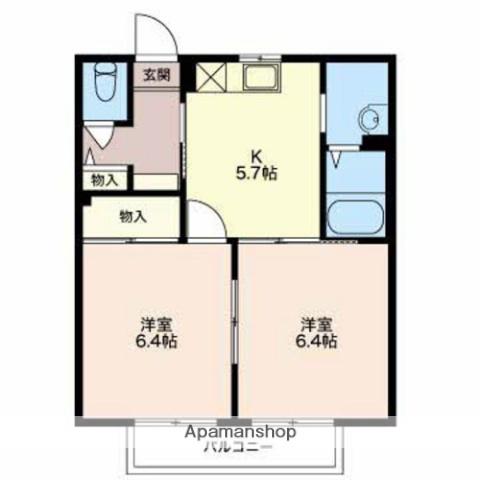 ベルドミールA(2K/2階)の間取り写真