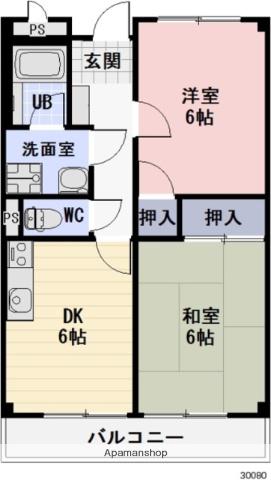 LIMPIAおおまつ(2DK/3階)の間取り写真