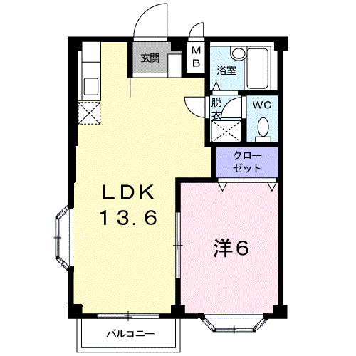 エルディムおおすみA(1LDK/2階)の間取り写真