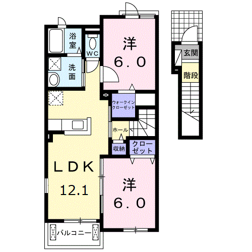 FRISCH HEIM A(2LDK/2階)の間取り写真