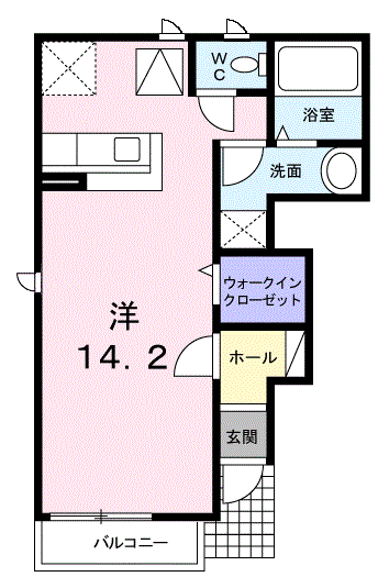 ファレノプシス B(ワンルーム/1階)の間取り写真