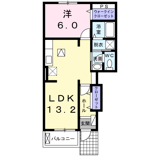 メイプル・アイ(1LDK/1階)の間取り写真