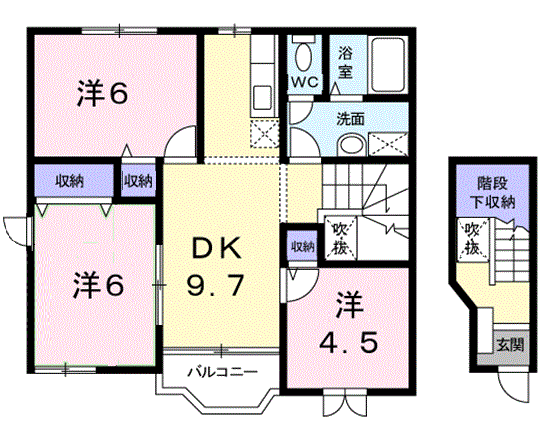 エクセレントヴィラHAMAOK(3DK/2階)の間取り写真