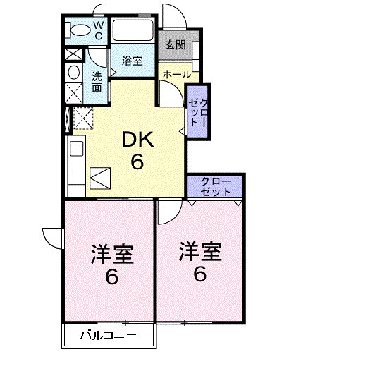 メゾン・ディオール A(2DK/1階)の間取り写真
