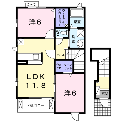 プリート(2LDK/2階)の間取り写真