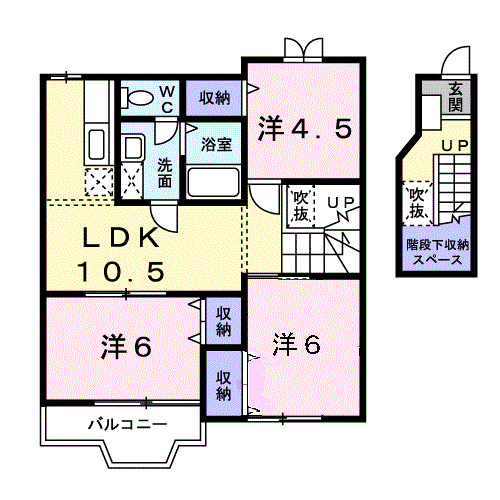 東海道本線 掛川駅 バス乗車時間：11分 新田バス停で下車 徒歩1分 2階建 築27年(3LDK/2階)の間取り写真