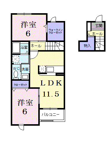 サンリット メロウ(2LDK/2階)の間取り写真