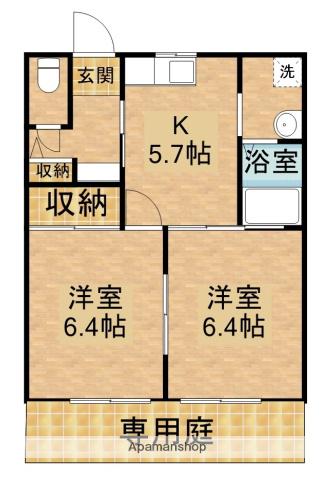 セントラル・ビラA(2DK/1階)の間取り写真