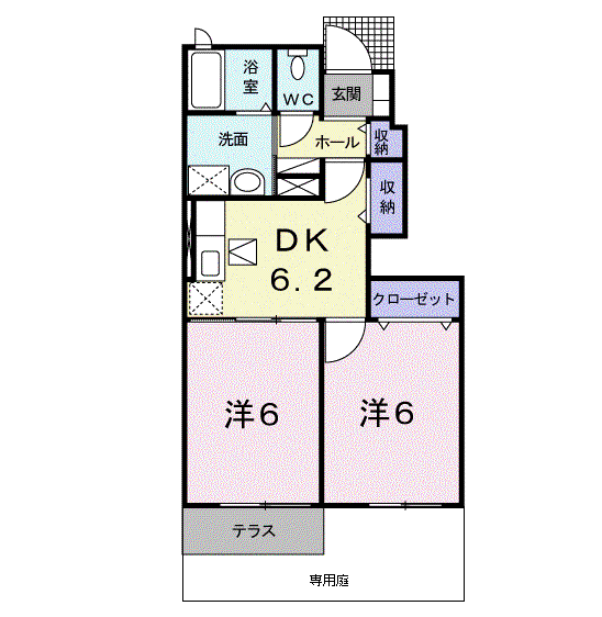 フォレスト フェアリーⅡ(2DK/1階)の間取り写真