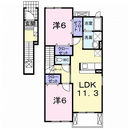 ラフレシール A(2LDK/2階)の間取り写真