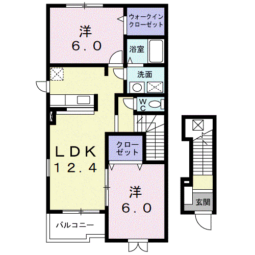 グランツ(2LDK/2階)の間取り写真