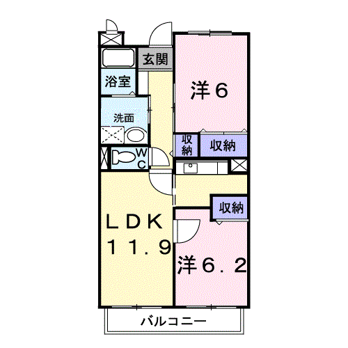 サンブラン(2LDK/3階)の間取り写真