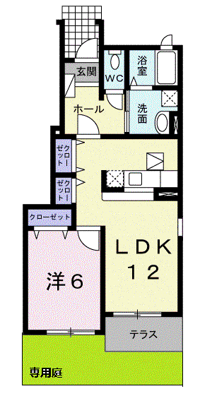 ベリー千浜Ⅰ(1LDK/1階)の間取り写真